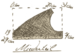 Damen Unterhemd nähen um 1900 - mit Tusche gezeichnetes Miederteil mit Maßen