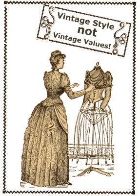 Näh-Blog mit Vintage Touch - Dressmaker mit Schild Vintage Style not Vintage values