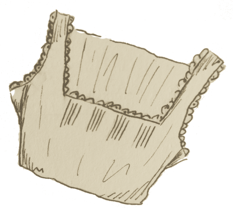 Historisches Unterhemd mit schmalen Biesen gezeichnet