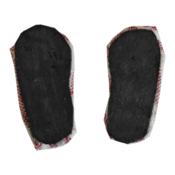 Pantoffel Schlüsselanhänger aus Stoffresten nähen - Sohle von unten mit schwarz bemalen