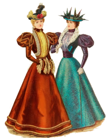 Viktorianische Bluse nähen 1896 - Katalogbild zwei Damen